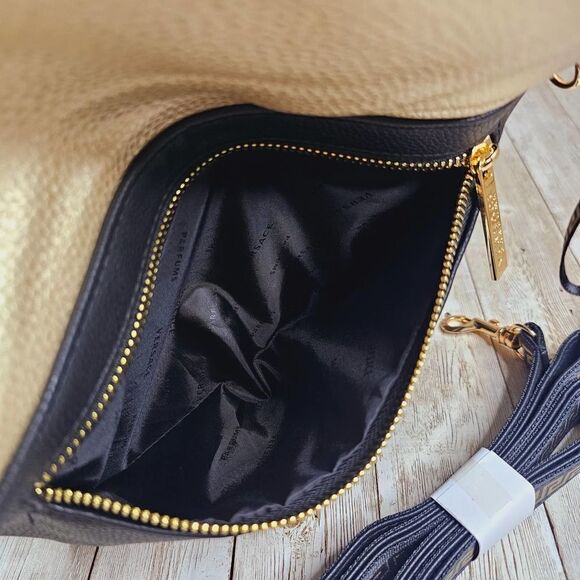 VERSACE Gold Black Faux Leather Clutch Crossbody Bag - Picture 8 of 9